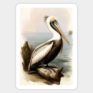 Vintage Pelican Painting Sticker